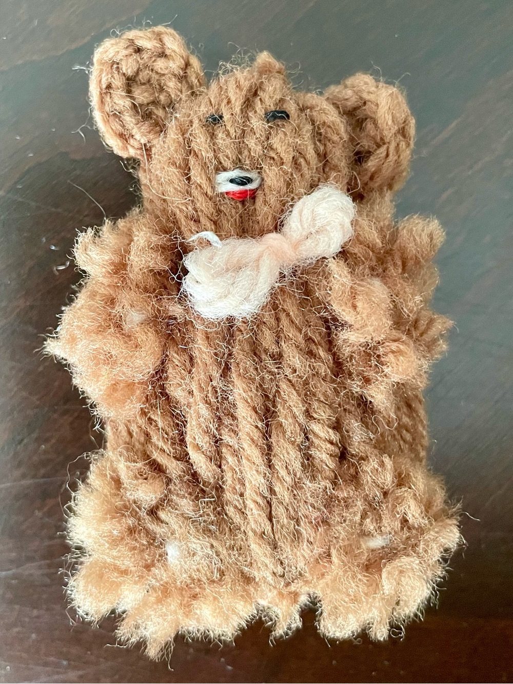 Vintage Handmade Miniature Brown Yarn Teddy Bear
